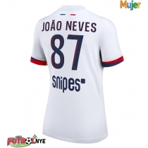 Camiseta Paris Saint-Germain Joao Neves #87 Visitante Equipación para mujer 2025-26 manga corta